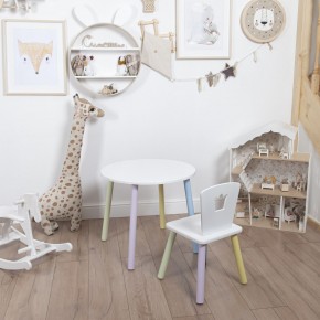 Комплект детский стол КРУГЛЫЙ и стул КОРОНА ROLTI Baby (белая столешница/белое сиденье/цветные ножки) в Серове - serov.mebel24.online | фото