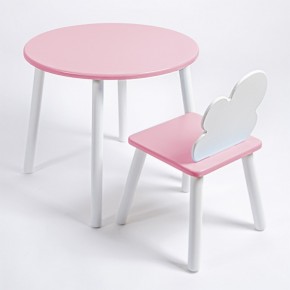 Комплект детский стол КРУГЛЫЙ и стул ОБЛАЧКО ROLTI Baby (розовая столешница/розовое сиденье/белые ножки) в Серове - serov.mebel24.online | фото