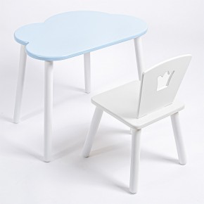 Комплект детский стол ОБЛАЧКО и стул КОРОНА ROLTI Baby (голубая  столешница/белое сиденье/белые ножки) в Серове - serov.mebel24.online | фото 1