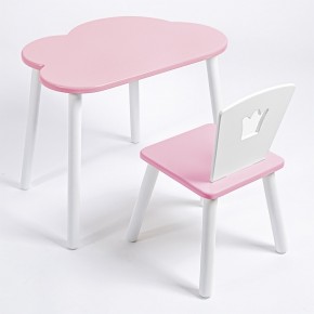Комплект детский стол ОБЛАЧКО и стул КОРОНА ROLTI Baby (розовая столешница/розовое сиденье/белые ножки) в Серове - serov.mebel24.online | фото