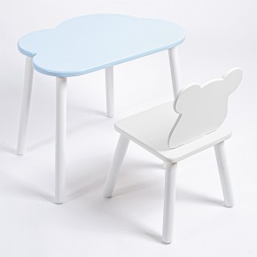 Комплект детский стол ОБЛАЧКО и стул МИШКА ROLTI Baby (голубая столешница/белое сиденье/белые ножки) в Серове - serov.mebel24.online | фото 1
