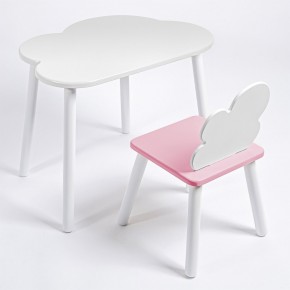 Комплект детский стол ОБЛАЧКО и стул ОБЛАЧКО ROLTI Baby (белая столешница/розовое сиденье/белые ножки) в Серове - serov.mebel24.online | фото