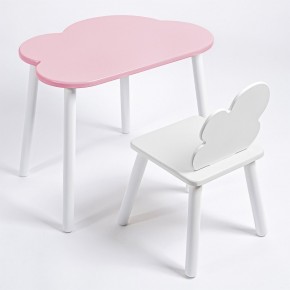 Комплект детский стол ОБЛАЧКО и стул ОБЛАЧКО ROLTI Baby (розовая столешница/белое сиденье/белые ножки) в Серове - serov.mebel24.online | фото 1