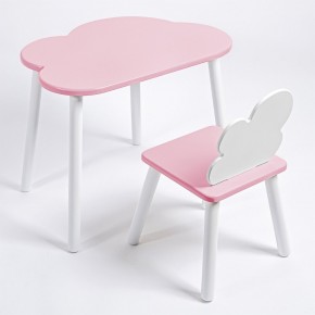 Комплект детский стол ОБЛАЧКО и стул ОБЛАЧКО ROLTI Baby (розовая столешница/розовое сиденье/белые ножки) в Серове - serov.mebel24.online | фото