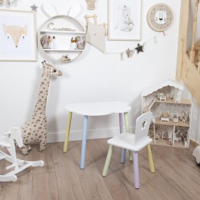 Комплект детский стол ОБЛАЧКО и стул ЗВЕЗДА ROLTI Baby (белая столешница/белое сиденье/цветные ножки) в Серове - serov.mebel24.online | фото