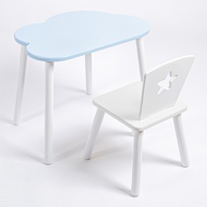 Комплект детский стол ОБЛАЧКО и стул ЗВЕЗДА ROLTI Baby (голубая столешница/белое сиденье/белые ножки) в Серове - serov.mebel24.online | фото 1