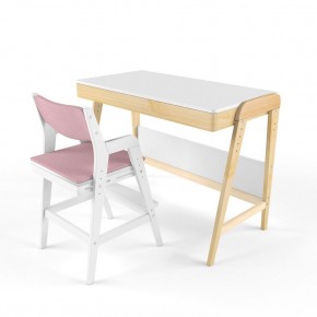 Комплект растущий стол и стул с чехлом 38 попугаев «Вуди» (Белый, Белый, Розовый) в Серове - serov.mebel24.online | фото