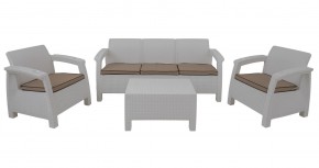 Комплект уличной мебели Yalta Premium Terrace Triple Set (Ялта) белый (+подушки под спину) в Серове - serov.mebel24.online | фото