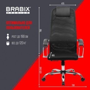 Кресло BRABIX PREMIUM "Ultimate EX-800" хром, плотная двойная сетка Х2, черное, 532911 в Серове - serov.mebel24.online | фото 6