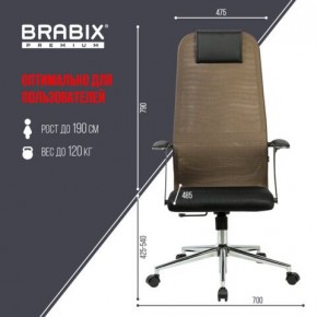 Кресло BRABIX PREMIUM "Ultimate EX-801" хром, плотная двойная сетка Х2, черное/коричневое, 532920 в Серове - serov.mebel24.online | фото 6