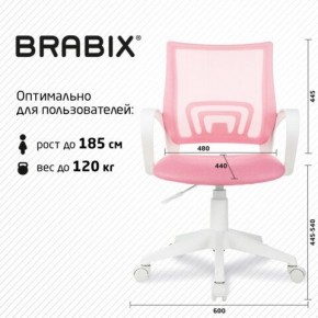 Кресло BRABIX "Fly MG-396W", с подлокотниками, пластик белый, сетка, розовое, 533008 в Серове - serov.mebel24.online | фото 5