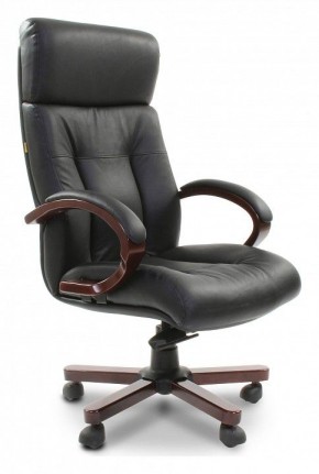 Кресло для руководителя Chairman 421 черный/орех темный, черный в Серове - serov.mebel24.online | фото 1