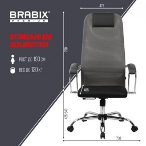 Кресло офисное BRABIX PREMIUM "Ultimate EX-800" хром, плотная двойная сетка Х2, черное/серое, 532912 в Серове - serov.mebel24.online | фото 3