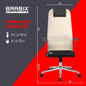 Кресло офисное BRABIX PREMIUM "Ultimate EX-801" хром, плотная двойная сетка Х2, черное/бежевое, 532919 в Серове - serov.mebel24.online | фото 6