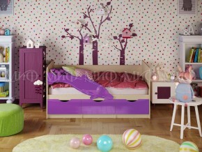 Кровать Дельфин-1 800*1600 (Фиолетовый металлик/дуб крафт белый) в Серове - serov.mebel24.online | фото