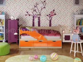 Кровать Дельфин-1 800*1600 (Оранжевый металлик/дуб крафт белый) в Серове - serov.mebel24.online | фото