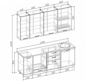 Кухонный гарнитур Антрацит 2200 (Стол. 26мм) в Серове - serov.mebel24.online | фото 3