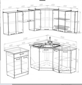 Кухонный гарнитур Ника мега оптима 2100*1500 в Серове - serov.mebel24.online | фото 3