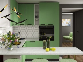 Модульная кухня Осло карбон мята в Серове - serov.mebel24.online | фото 2