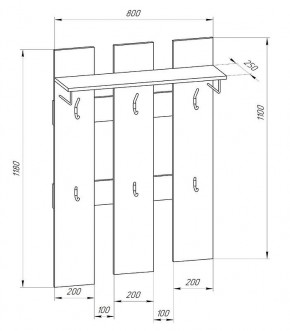 Прихожая-вешалка большая 800 в Серове - serov.mebel24.online | фото 2