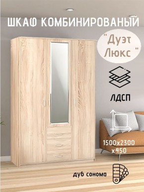 Шкаф комбинированный Дуэт Люкс с зеркалом в Серове - serov.mebel24.online | фото