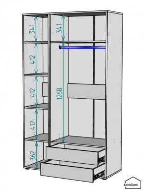 Шкаф Linnea MHR-3PO-2 2050х1200х510 (Белый-М 11.1.2) в Серове - serov.mebel24.online | фото 3