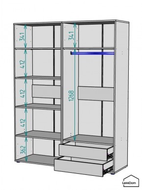 Шкаф Linnea MHR-4PO-2 2050х1600х510 (Белый-М 11.1.2) в Серове - serov.mebel24.online | фото 3