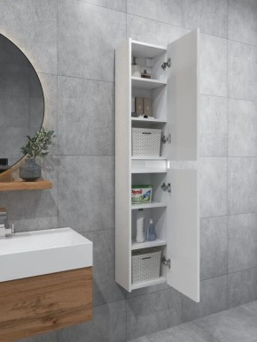 Шкаф пенал навесной для ванной MH10-MA 300х1548 (Белый-М 10.1.1) Белый глянец в Серове - serov.mebel24.online | фото 3