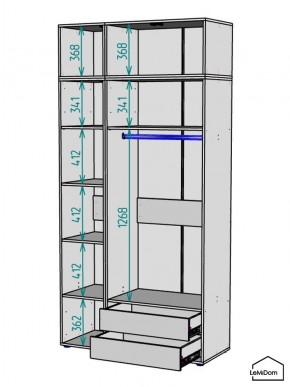 Шкаф с антресолью Linnea MHR-3A-2 2450х1200х510 (Графит-М 11.1.25) в Серове - serov.mebel24.online | фото 3