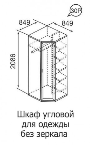 Шкаф угловой для одежды Ника-Люкс 30 без зеркал в Серове - serov.mebel24.online | фото 3