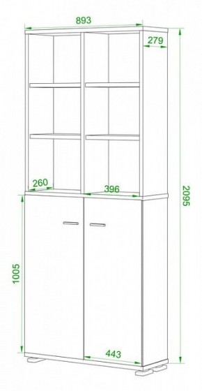 Стеллаж комбинированный Домино Лайт ПУ-30-4 в Серове - serov.mebel24.online | фото 2