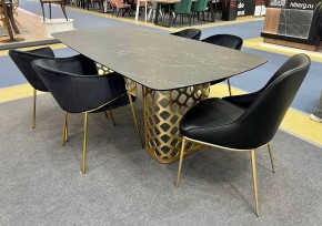 Стол CHIAVARI 220 KL-116 Черный мрамор матовый, итальянская керамика / бронзовый, ®DISAUR в Серове - serov.mebel24.online | фото 2