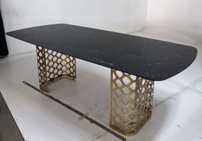 Стол CHIAVARI 220 KL-116 Черный мрамор матовый, итальянская керамика / бронзовый, ®DISAUR в Серове - serov.mebel24.online | фото 4