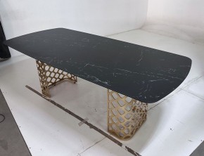 Стол CHIAVARI 220 KL-116 Черный мрамор матовый, итальянская керамика / бронзовый, ®DISAUR в Серове - serov.mebel24.online | фото 6