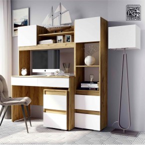 Стол компьютерный Селфи (ПН-17/ПС-5/ТБ-22) крафт/белый в Серове - serov.mebel24.online | фото
