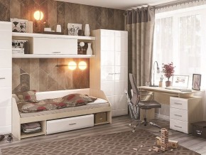 Стол компьютерный Симба Дуб белфорт-Белый глянец в Серове - serov.mebel24.online | фото 3