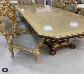 Стол прямоугольный раскладной Изабелла GOLD (столешница под мрамор) 2400(2800)*1100 в Серове - serov.mebel24.online | фото