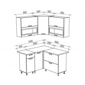 ТЕХНО Кухонный гарнитур угловой 1,4х1,4 м Компоновка №2 в Серове - serov.mebel24.online | фото 8