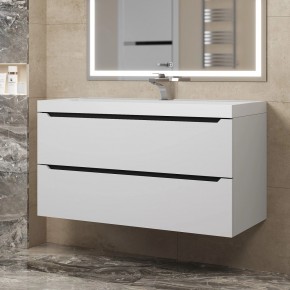 Тумба под раковину Uperwood Tanos 100 см, подвесная, белая/графит в Серове - serov.mebel24.online | фото