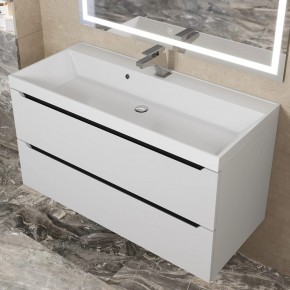 Тумба под раковину Uperwood Tanos 100 см, подвесная, белая/графит в Серове - serov.mebel24.online | фото 10