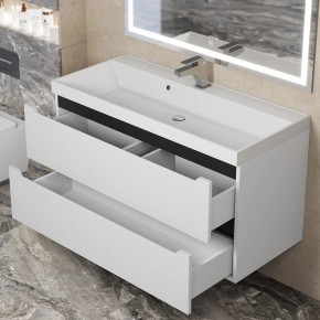 Тумба под раковину Uperwood Tanos 100 см, подвесная, белая/графит в Серове - serov.mebel24.online | фото 9