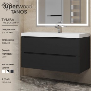 Тумба под раковину Uperwood Tanos 100 см, подвесная, черная матовая в Серове - serov.mebel24.online | фото 3