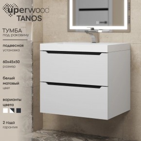 Тумба под раковину Uperwood Tanos 60 см, подвесная, белая/графит в Серове - serov.mebel24.online | фото 3