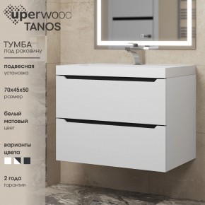 Тумба под раковину Uperwood Tanos 70 см, подвесная, белая/графит в Серове - serov.mebel24.online | фото 3