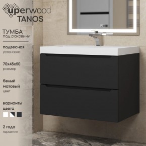 Тумба под раковину Uperwood Tanos 70 см, подвесная, черная матовая в Серове - serov.mebel24.online | фото 3