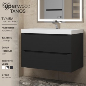 Тумба под раковину Uperwood Tanos 80 см, подвесная, черная матовая в Серове - serov.mebel24.online | фото 3
