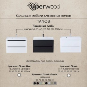 Тумба под раковину Uperwood Tanos 90 см, подвесная, белая/графит в Серове - serov.mebel24.online | фото 10