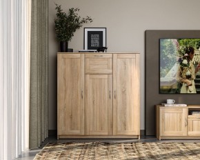 Тумба СИРИУС трехдверная с одним ящиком, цвет Дуб Сонома в Серове - serov.mebel24.online | фото 4